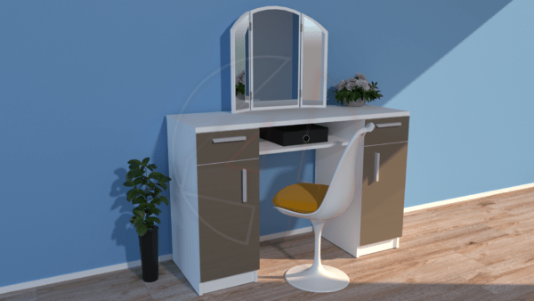 MODERN DRESSING TABLE WITH MIRROR STORAGE DRESSING CABINETS MIRRORED SET FOR BEDROOM CHILD OR LIVING ROOM RIVA